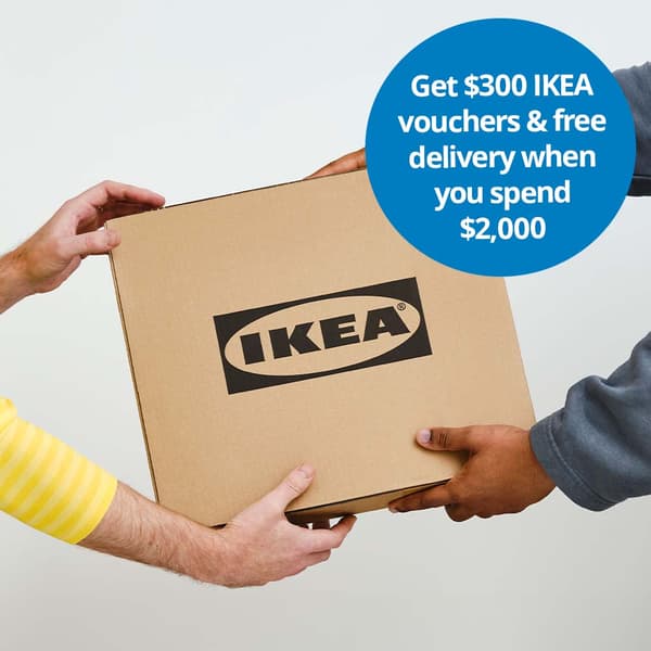 Moving into a new home, renting a new space, or renovating your home? Get a $300 IKEA voucher and free delivery for every $2,000 spent on Home furnishing products (except METOD kitchen, appliances and gift cards).