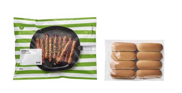 mražené párky na hot dog a žemle