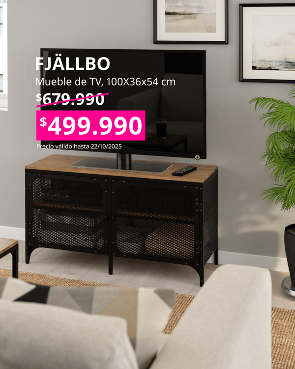 Mueble para TV negro con base de madera FJÄLLBO.