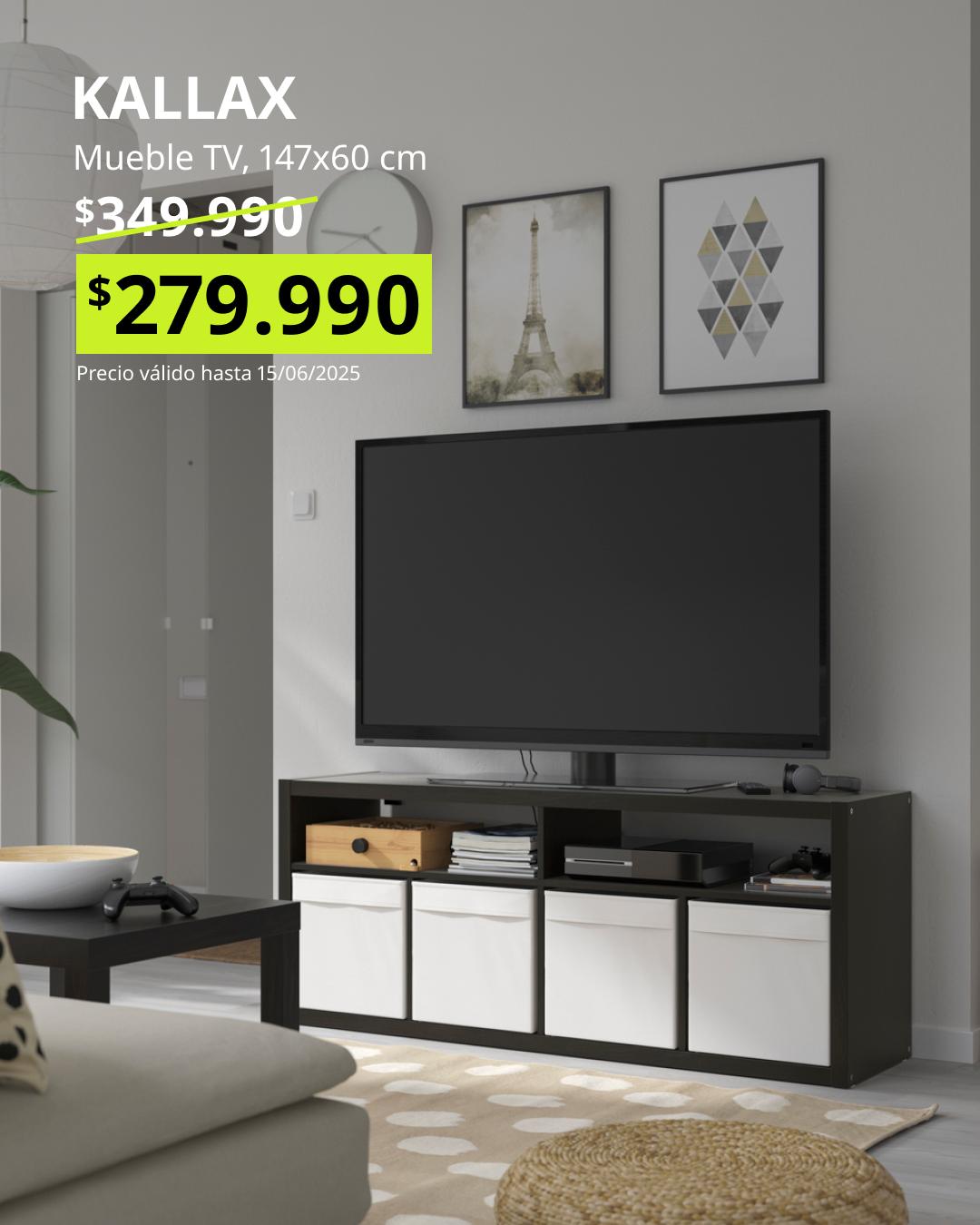 Mueble TV KALLAX negro marrón 147x60 cm, unidad versátil almacenamiento y televisión oferta Black Friday