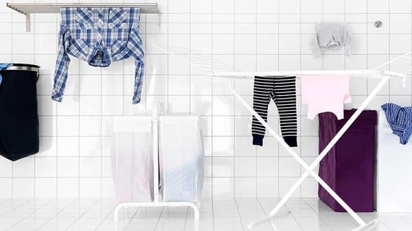 Mulig Waschküchenserie von IKEA mit Wäscheständer und Wäschekorb 