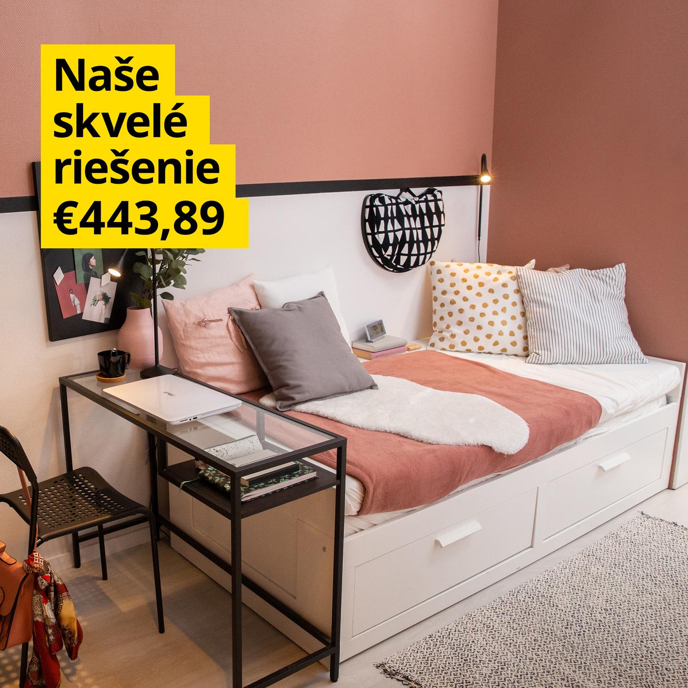 Multifunkčná spálňa pre študentku.