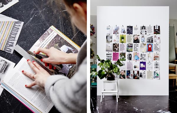 Mur couvert de pages découpées dans un livre