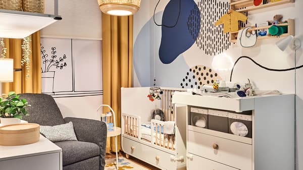 MYLLRA Łóżeczko z szufladą, biały60x120 cm