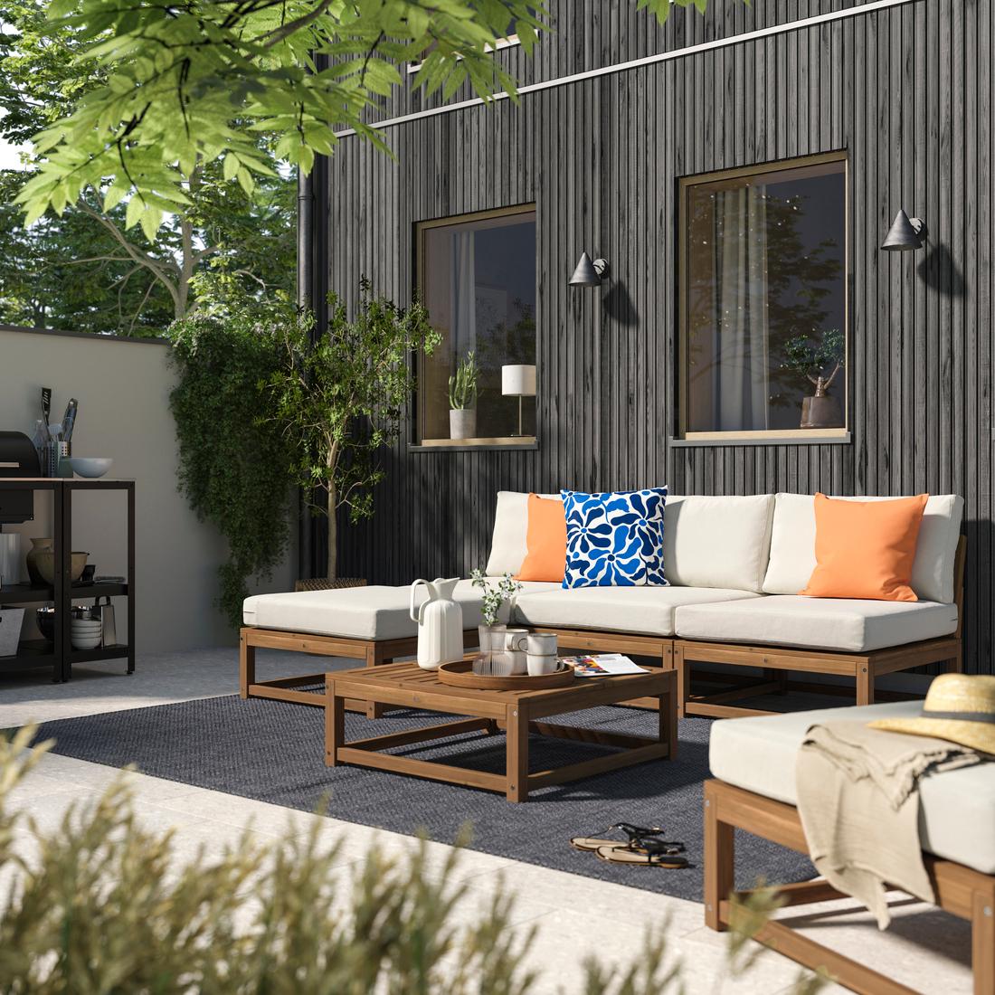 NÄMMARÖ, Canapé modulable 3 places avec coussins blancs, avec méridienne,