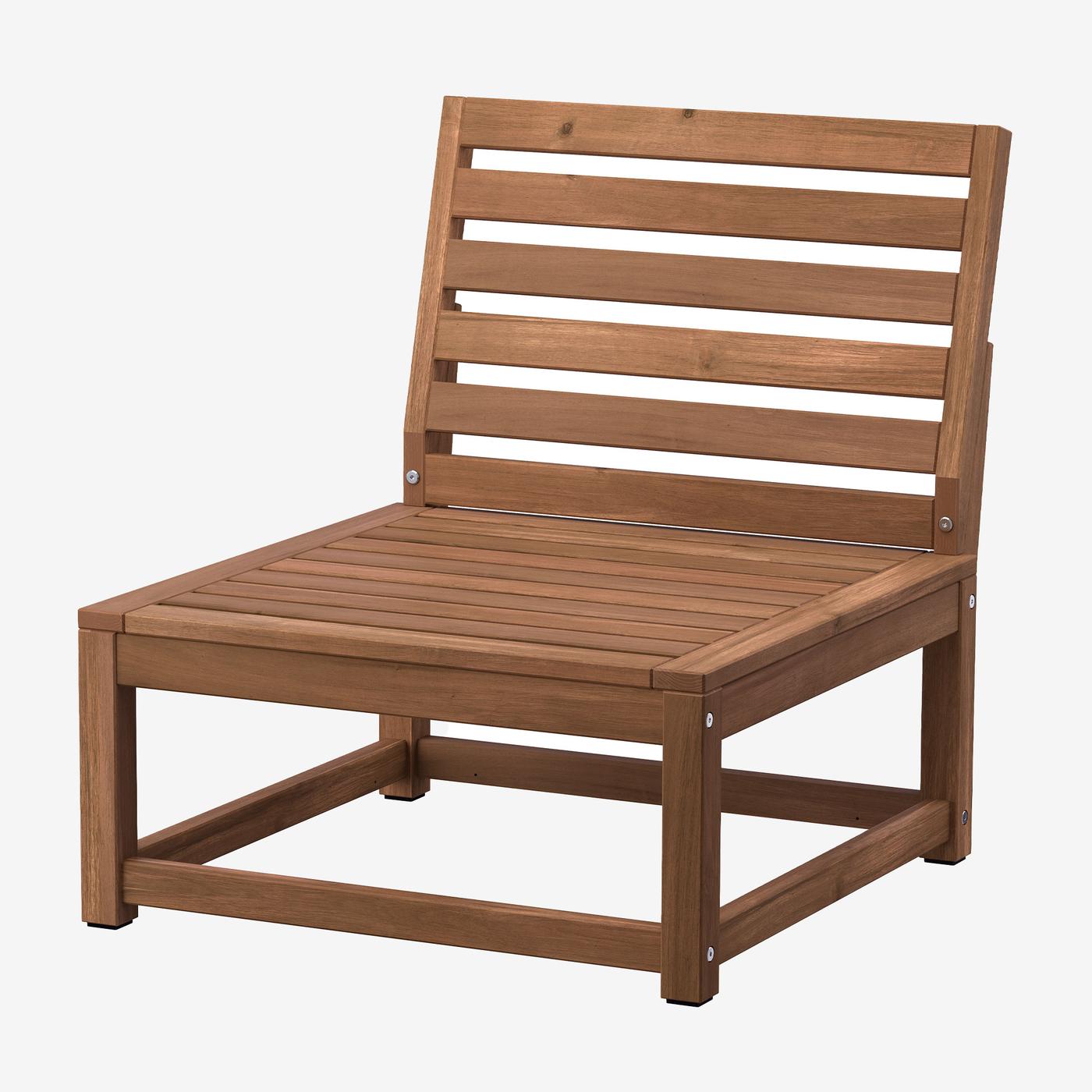 NÄMMARÖ ensitssektion i akacia mot grå bakgrund.