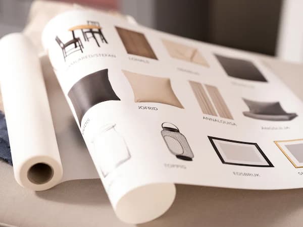 Nærbilde av en produktliste med bilder av et utvalg med produkter