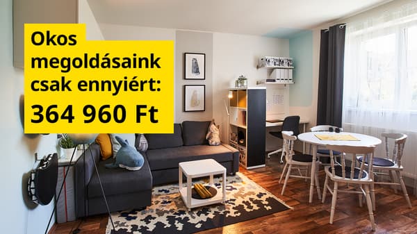 Nappali étkezővel és dolgozórésszel 364 960 Forintért.
