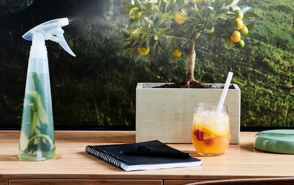 Napravi osvežavajući sprej za lice! Pomešaj led i zeleniš po izboru u boci s raspršivačem, kao što je IKEA TOMAT.