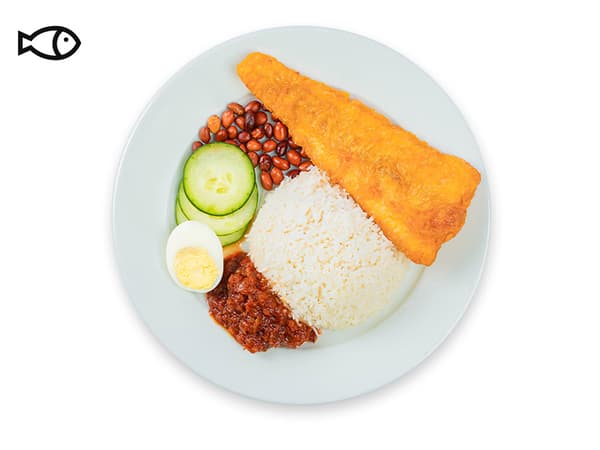Nasi Lemak Basmati with Crispy Fish Fillet