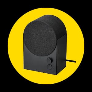 NATTBAD Bluetooth speaker, black in a yellow cirlce