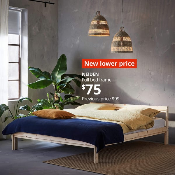 NEIDEN Full bed frame, birch pine. New lower price: $75. Previous price: $99.