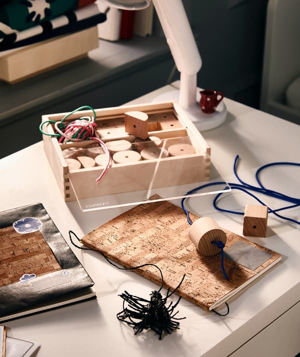 New and reused materials for arts and crafts.