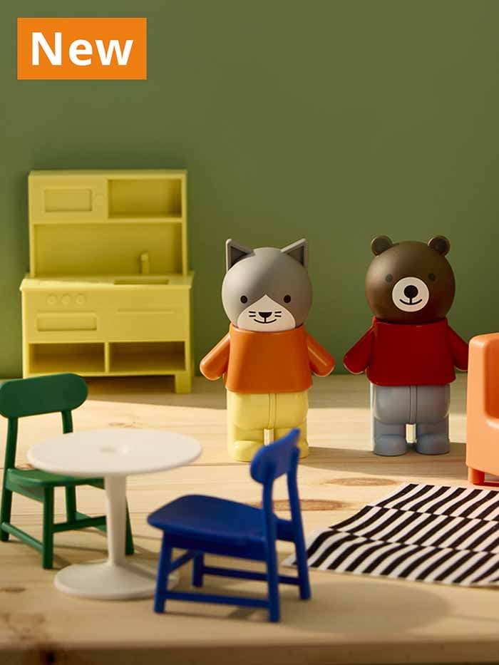 NEW IKEA baby and children's product. HUSET figurines with dollhouse, living room and kitchen set.