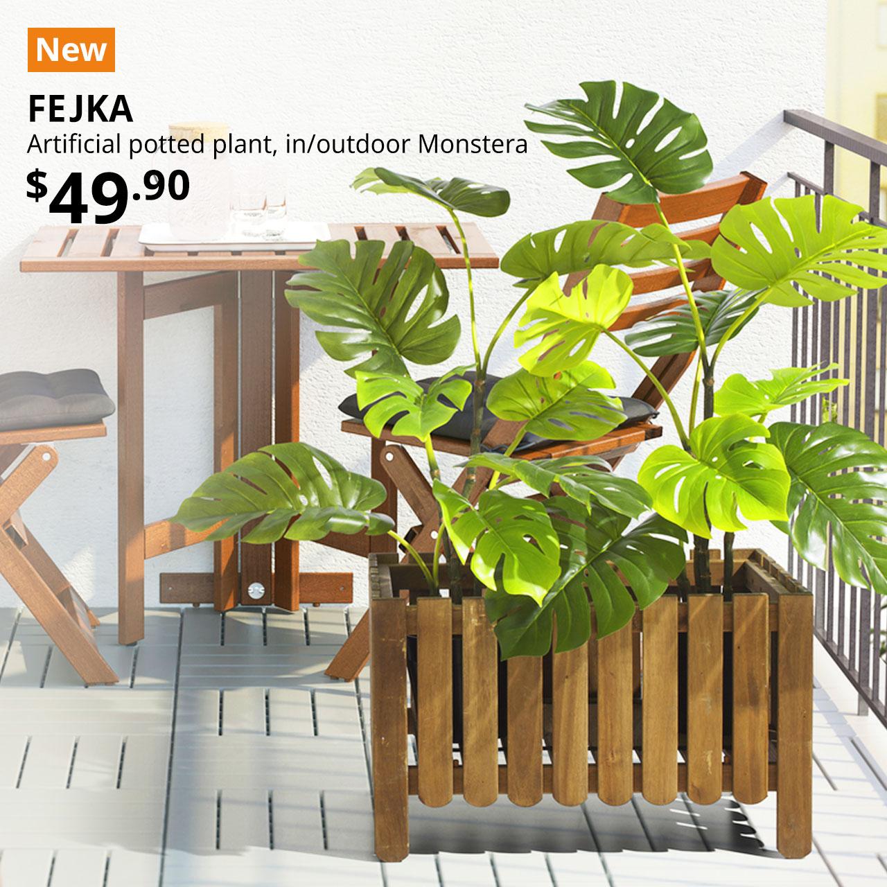 New IKEA product. Artificial Monstera potted plant, in/outdoor. Price: $49.90