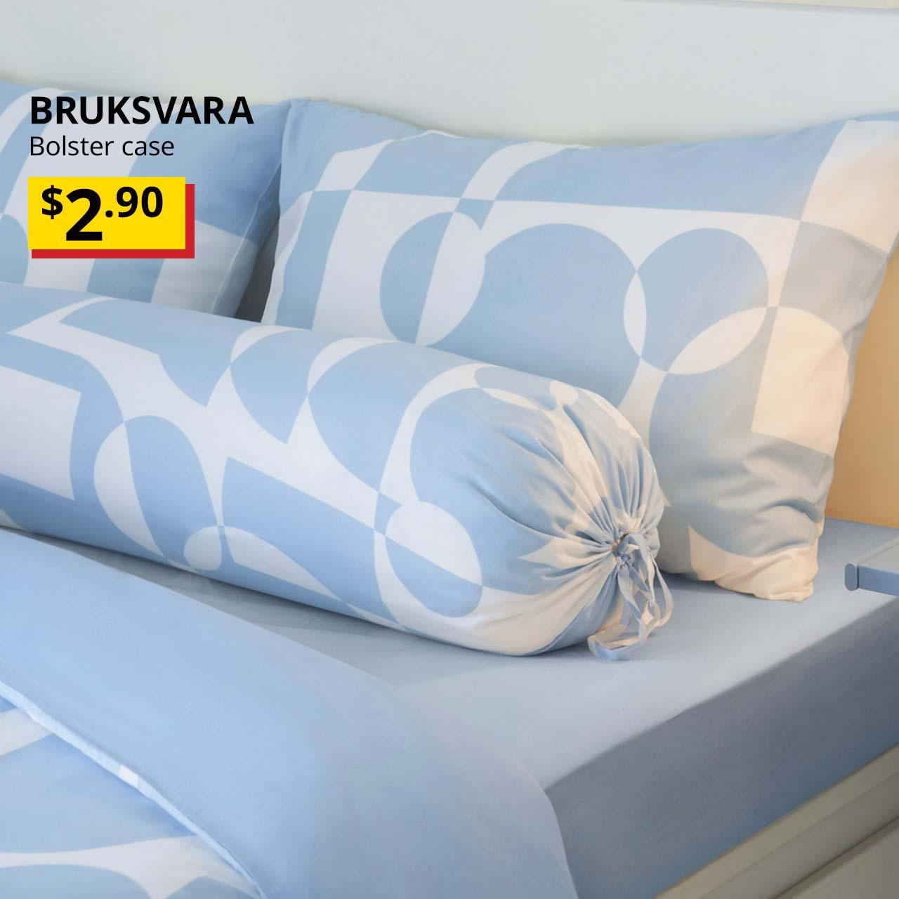 New IKEA product. BRUKSVARA bolster case. Price: $2.90.
