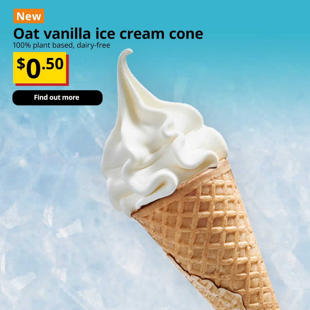 NEW IKEA product from the IKEA bistro. Oat vanilla ice cream cone. Price: $0.50.