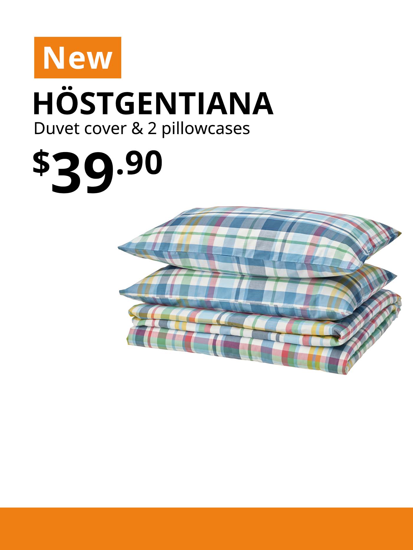 NEW IKEA product. HÖSTGENTIANA duvet cover and 2 pillowcases, $39.90