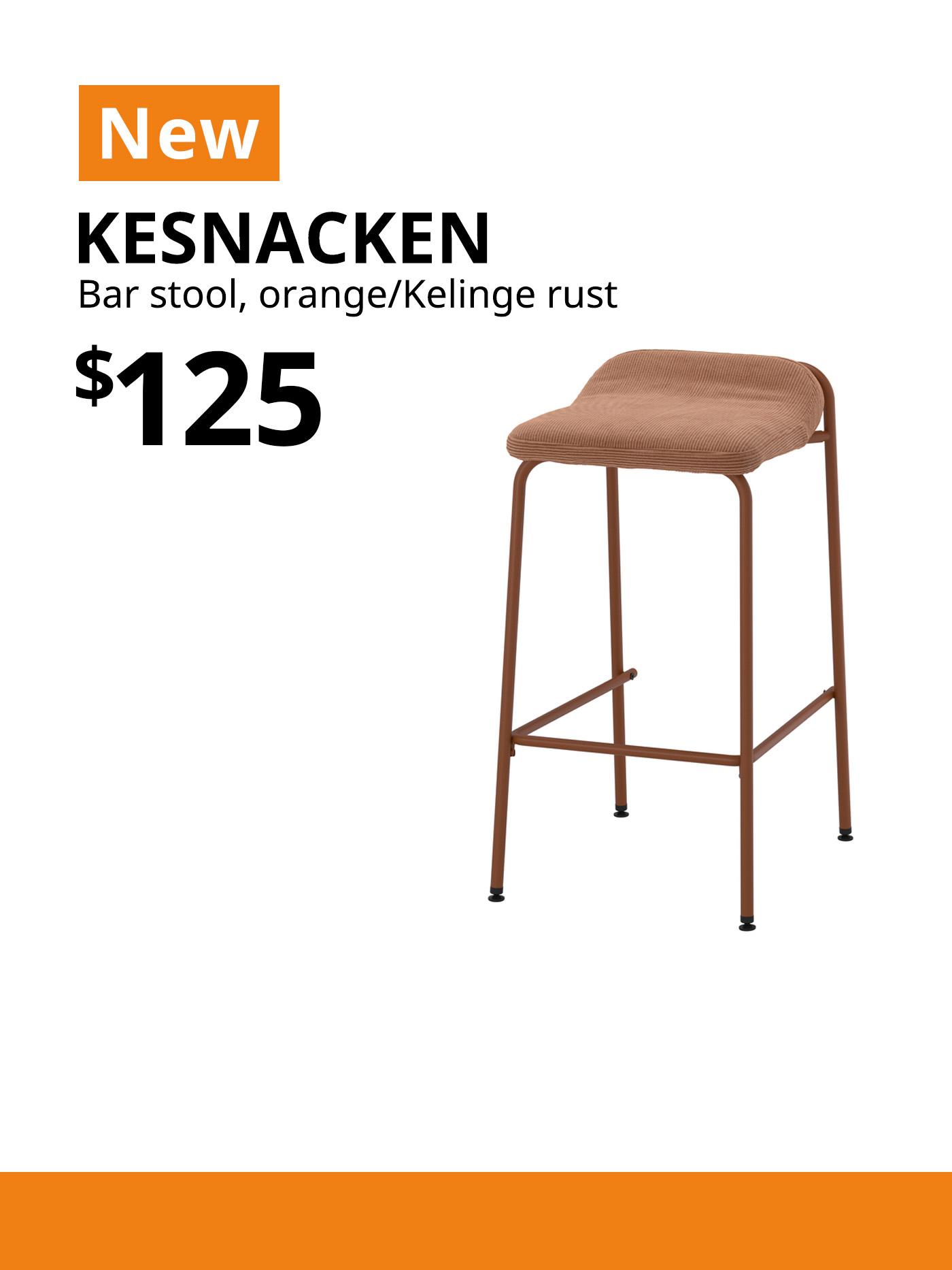 NEW IKEA product. KESNACKEN bar stool, counter height orange/Kelinge rust. Price: $125