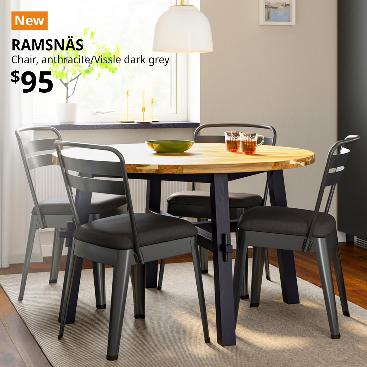 New IKEA product. RAMSNÄS chair, anthracite/Vissle dark grey. Price: $95