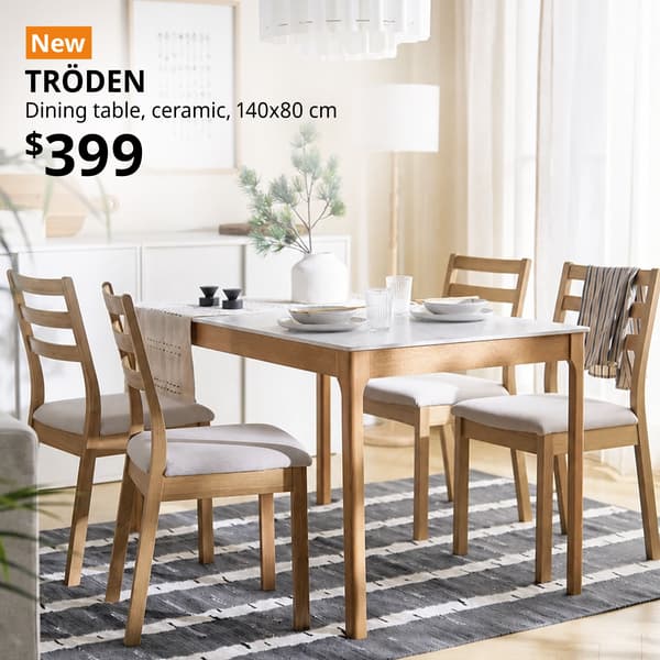New IKEA product. TRÖDEN dining table, ceramic, 140x80 cm. Price: $399