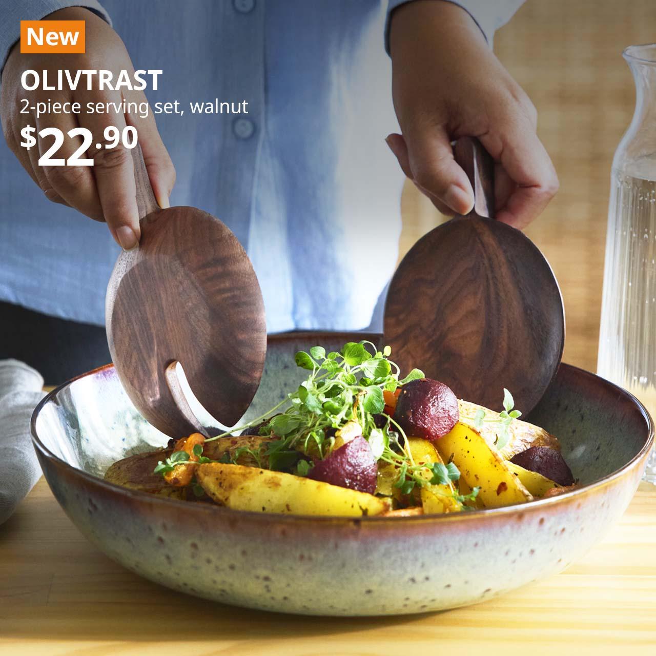 NEW IKEA Product. Walnut OLIVTRAST 2-piece serving set. Price: $22.90