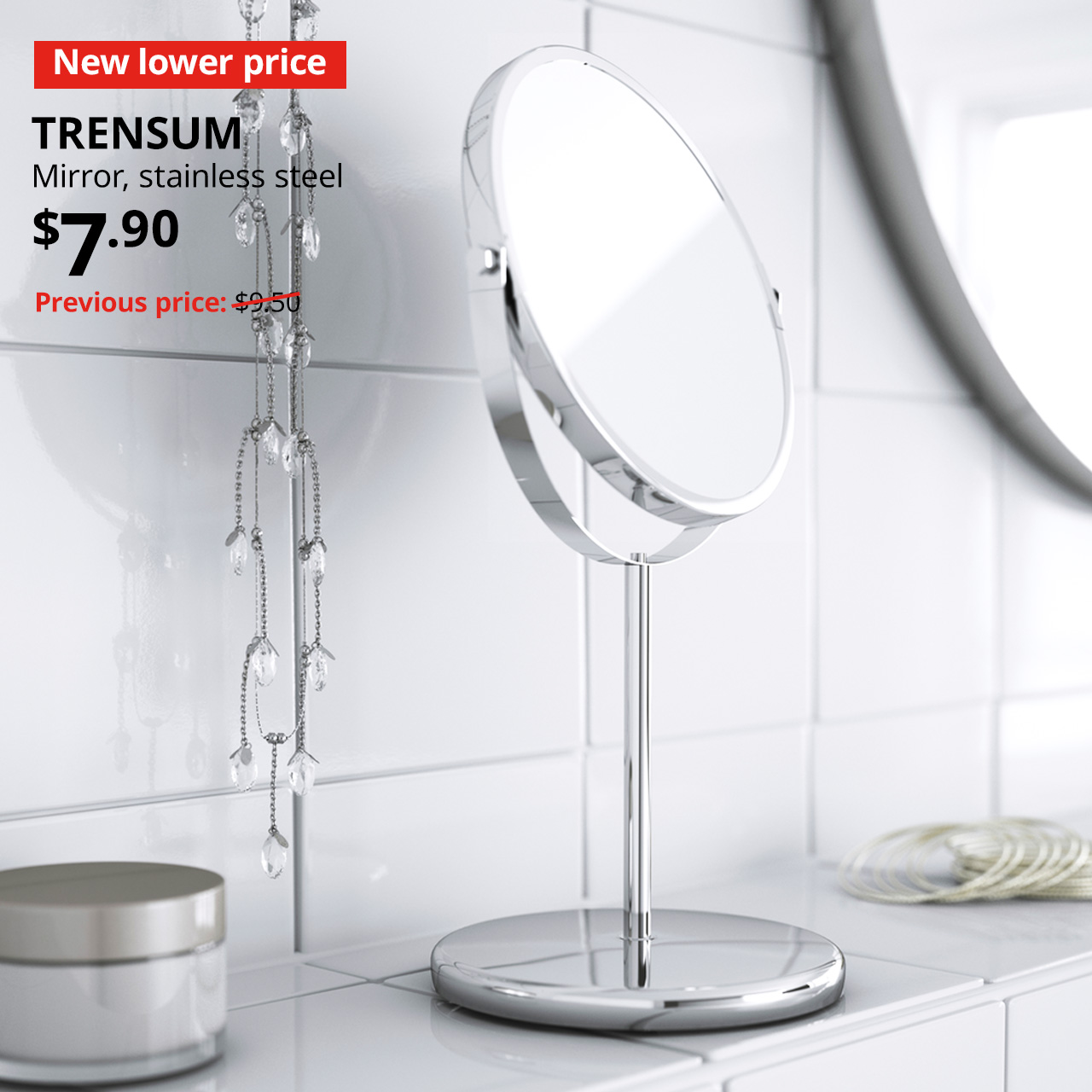New lower price tag. TRENSUM mirror $7.90 Previous price: $9.50