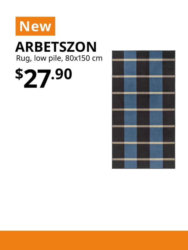 NEW product tag. ARBETSZON rug, low pile, 80x150 cm. $27.90.