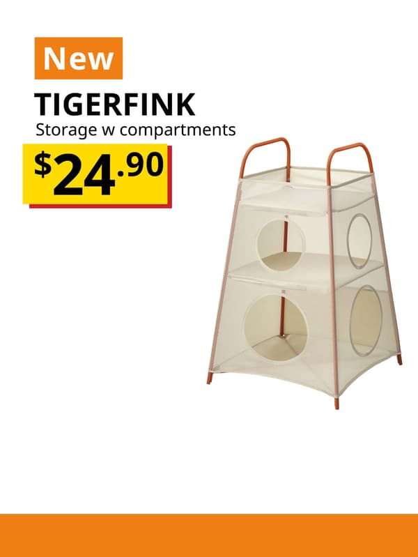 NEW product tag. TIGERFINK, storage with compartments, $24.90