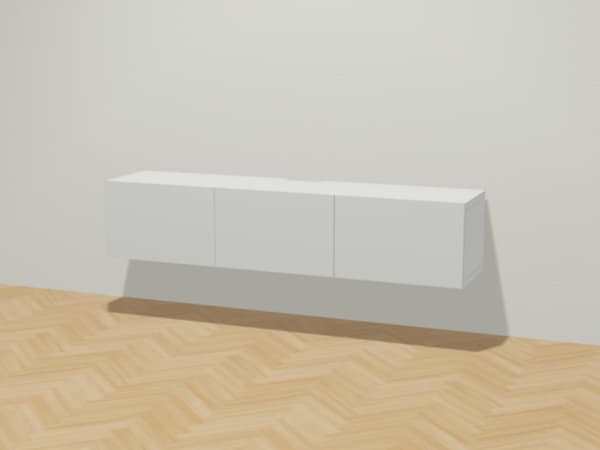 白の脚なしBESTÅ/ベストーフレームに白LAPPVIKEN/ラップヴィーケン扉のシンプルなテレビ台。
