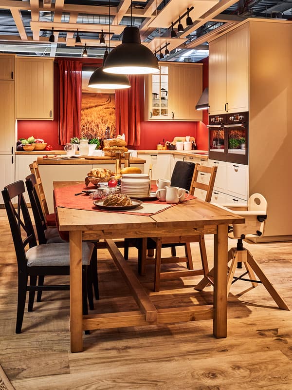 NORDVIKEN Stół rozkładany, bejca patynowa152/223x95 cm