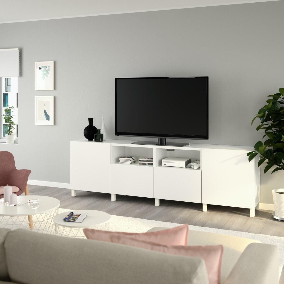 IKEAのテレビ台　使用期間9月程度 BYÅS ビーオース テレビ台, ハイグロス ホワイト, 160x42x46 cm - IKEA