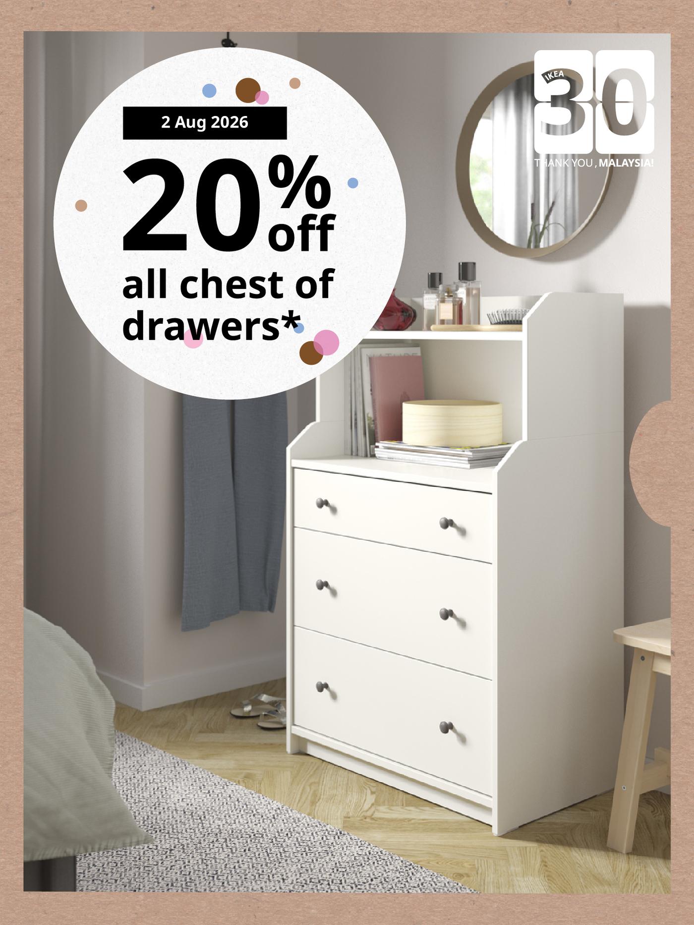 Now on: 20% off all chest of drawers *