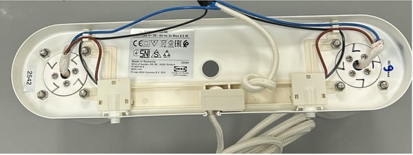 NYMÅNE wall lamp double: Date stamp and supplier number can be found on stickers on the backside of the lamp.  