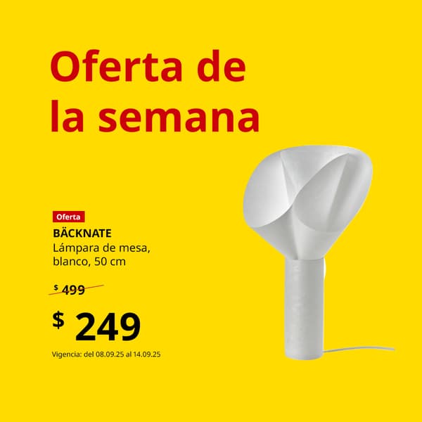 Oferta de la semana, lampara de mesa de 499 a 249