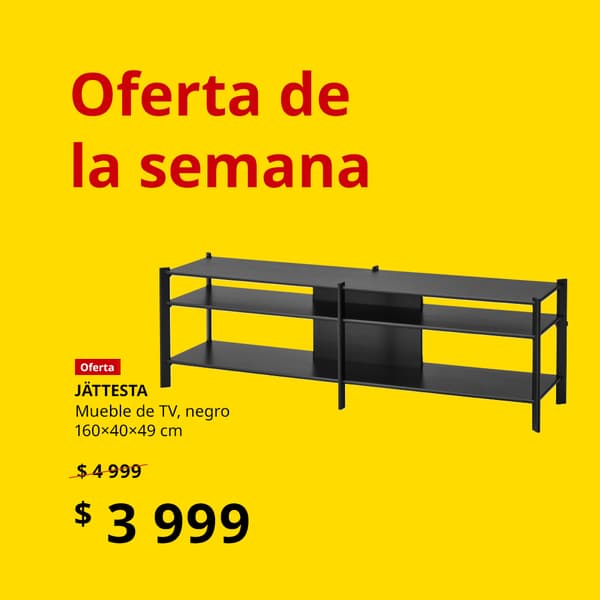 Oferta de la semana. Mueble de TV negro JÄTTESTA de $4999 a $3999