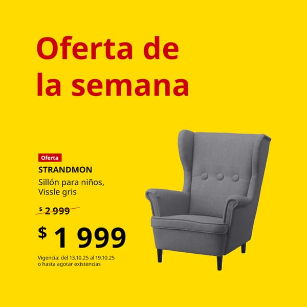 Oferta de la semana. Sillón para niños STRANDMON de $2999 a $1999 del 13 al 19 de octubre