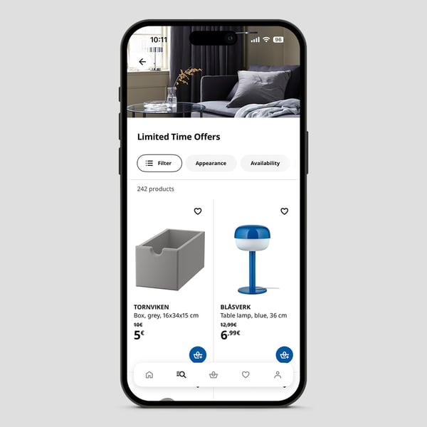 Огранияенные предложения товаров на экране телефона