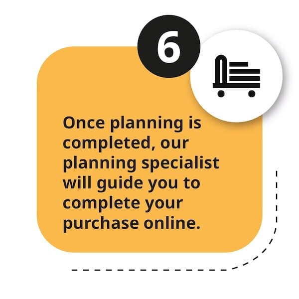Once planning is completed, our planning specialist will guide you to complete your online purchase