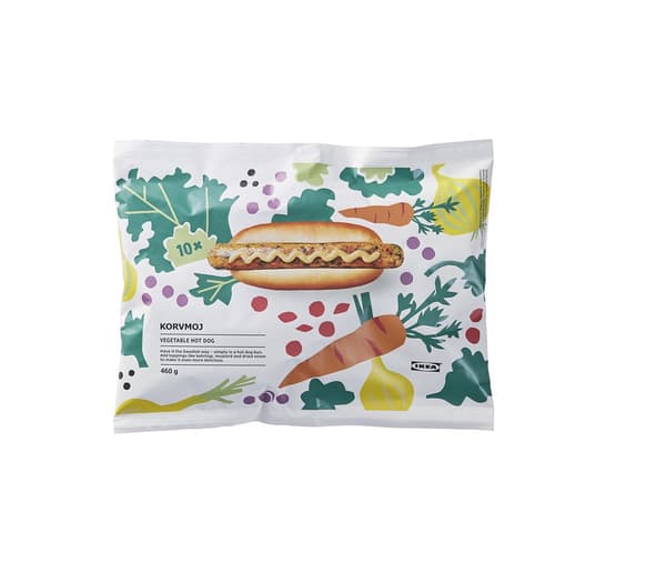 opakowanie z wege hot dogami IKEA