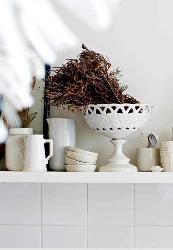 Open shelving is great for displaying your kitchen wares.