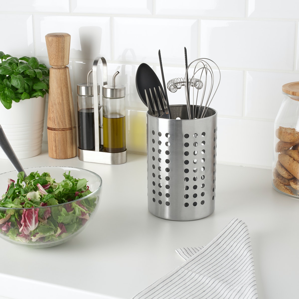 ORDNING stainless steel utensils stand.
