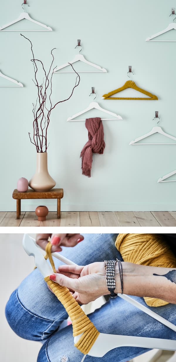 Organise tout en créant un impact visuel avec un mur de cintres qui mélangent forme et fonction! IKEA propose un vaste choix de cintres, comme les cintres BUMERANG en blanc.