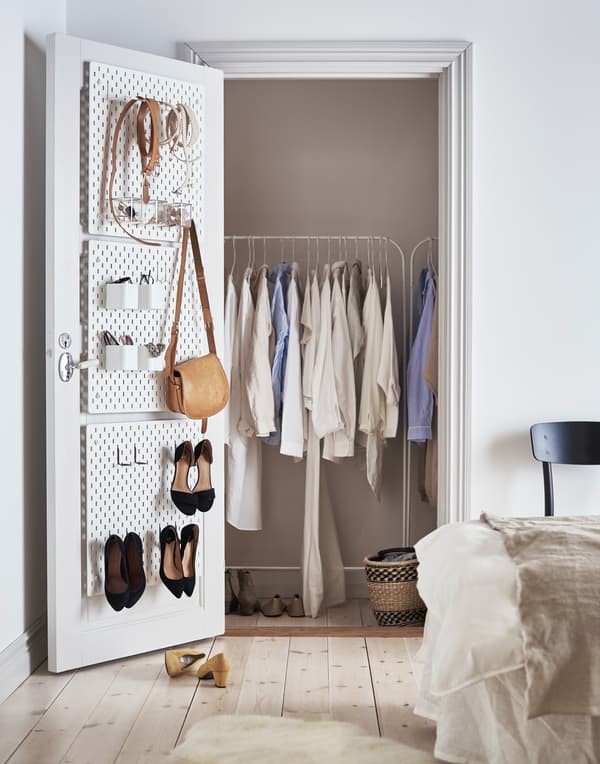 Organised wardrobe of work clothes