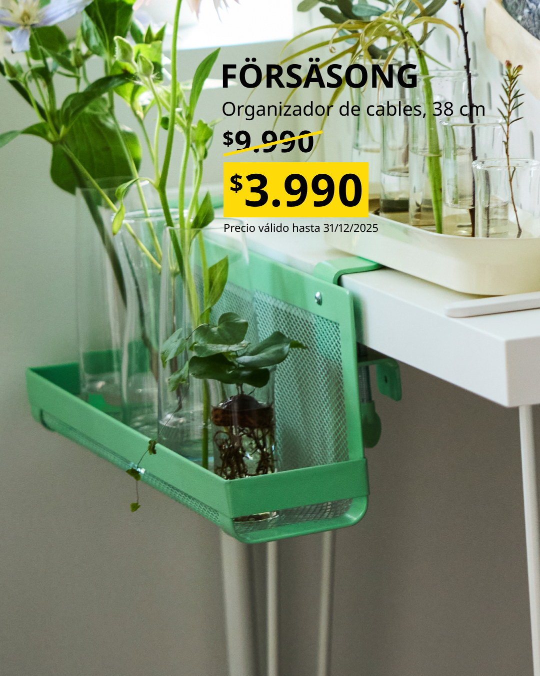 Organizador de cables de color verde