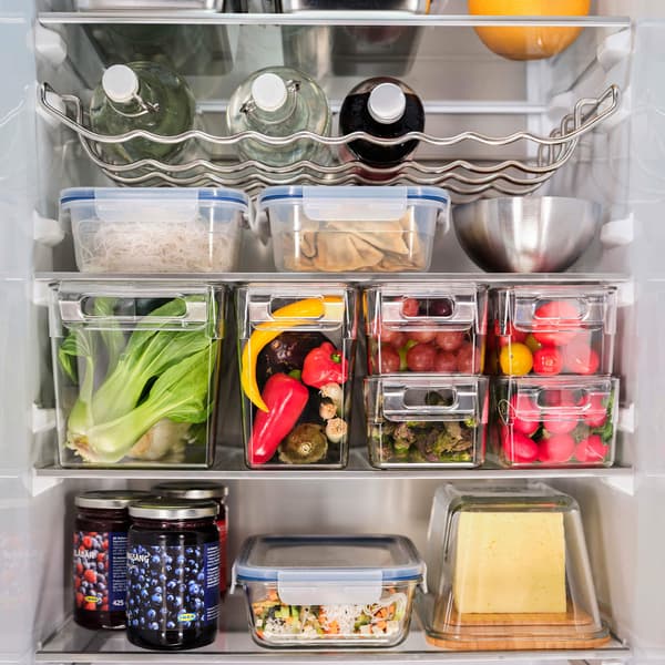 Organized fridge with storage.