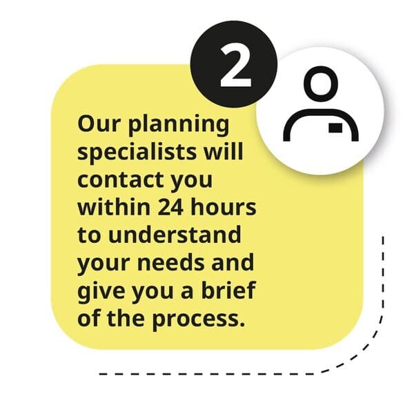 Our planning specialists will contact you within 24 hours to understand your needs & give you a brief on the process
