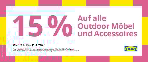 Outdoor offer 15% auf alle Outdoor Möbel und Accessoires