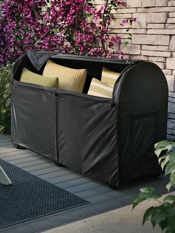 outdoor storage with cushions inside