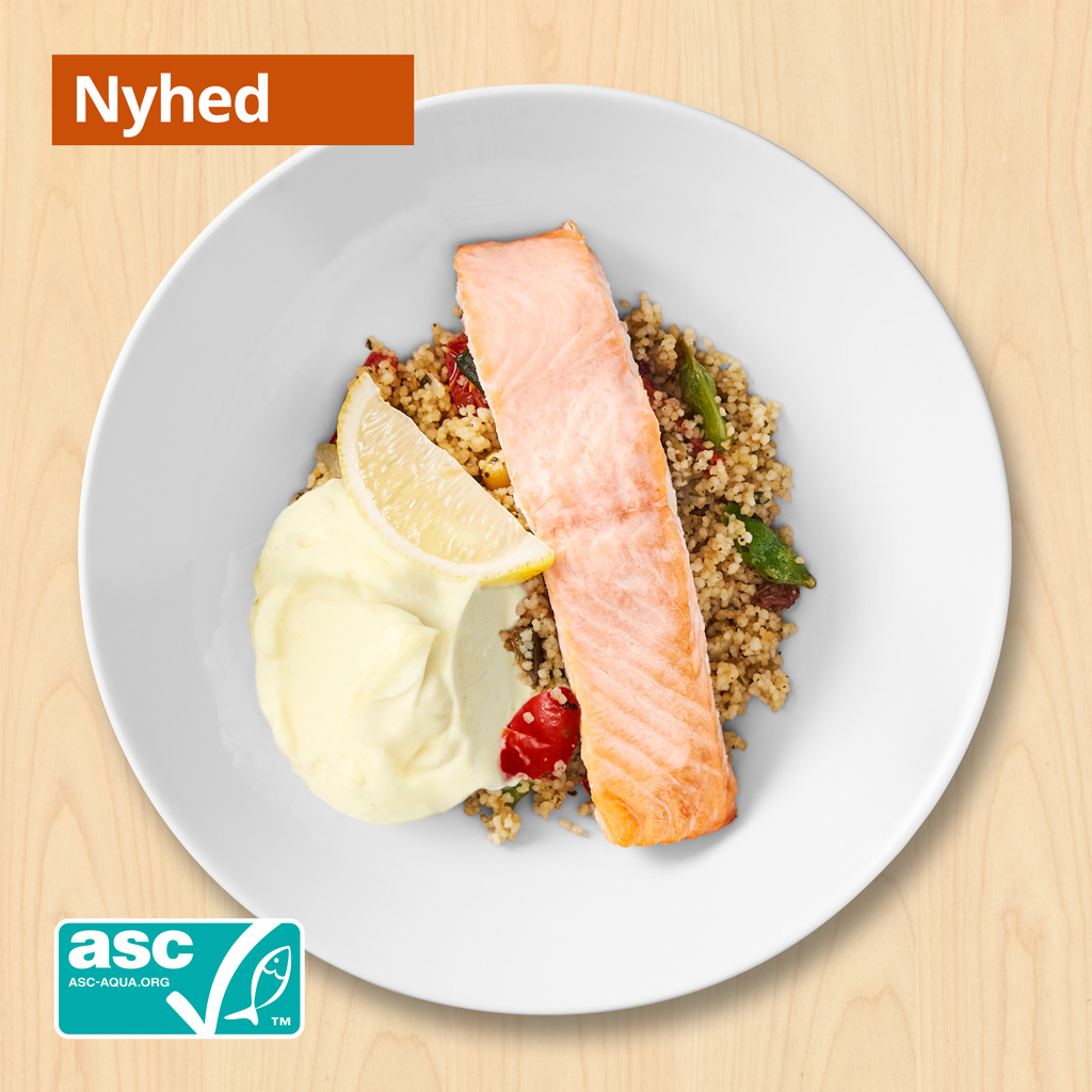 Ovnbagt laksefilet
serveret med couscous, aioli og citron

59.-

Laks fra et ansvarligt ASC-certificeret hav- og dambrug. www.asc-aqua.org ASC-C-00703